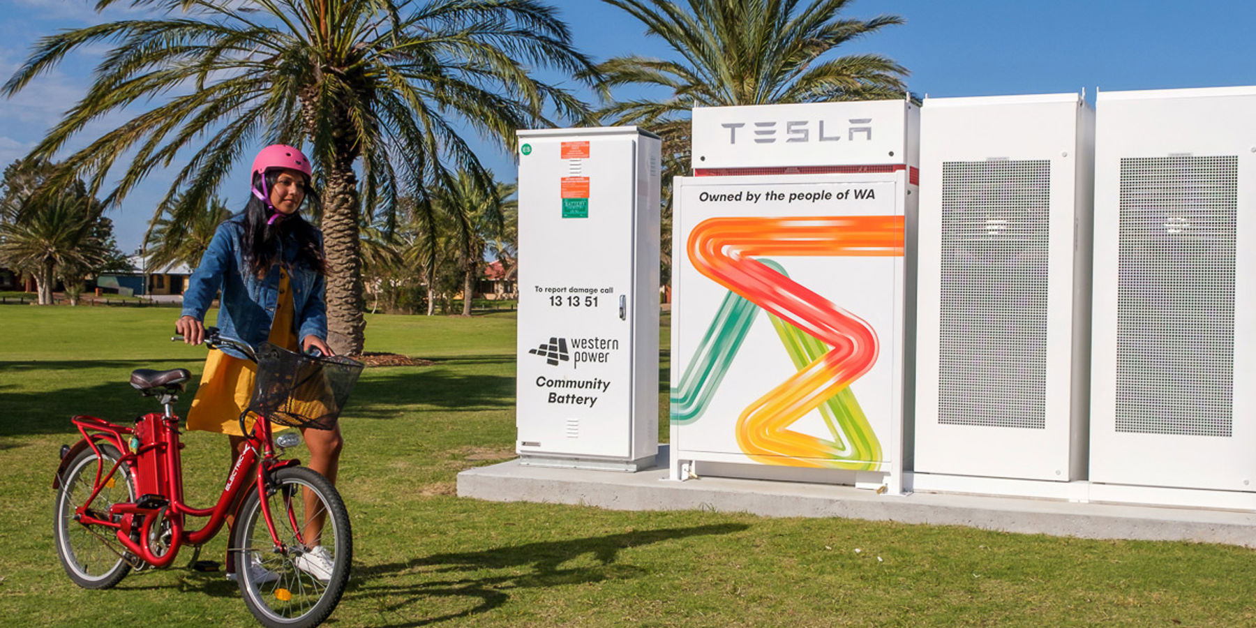 community battery girl on bike perth