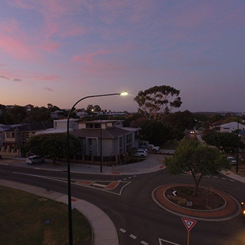 dark sky and overview of streetlights