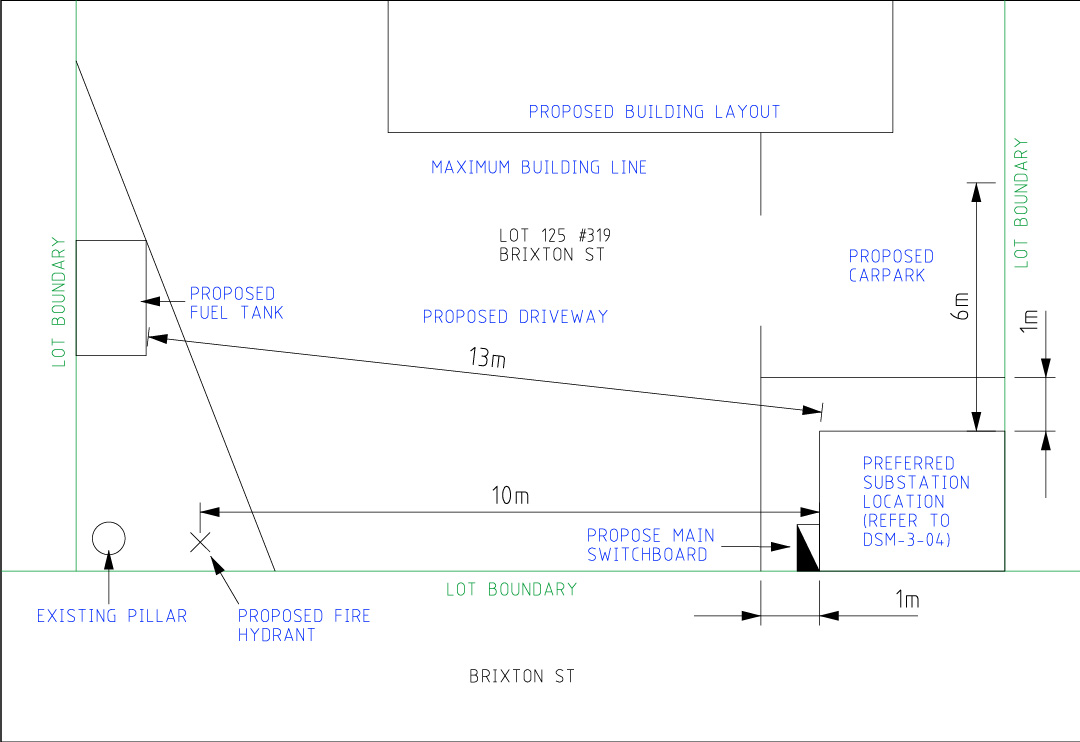 Example CAD site plan for a commercial connection