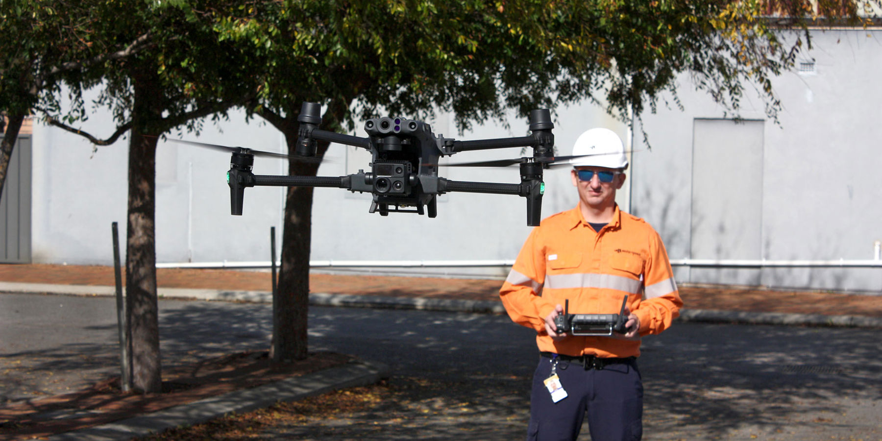 Western Power drone operator flying a drone
