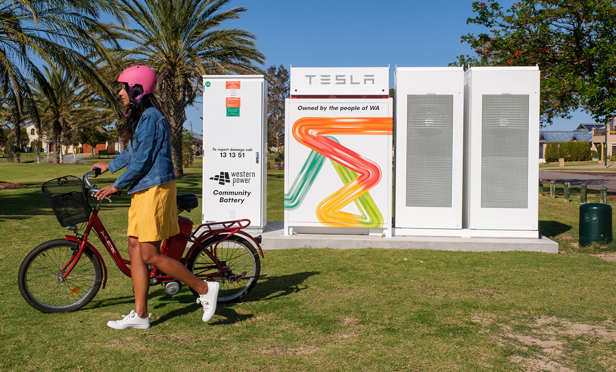 girl on bike with battery