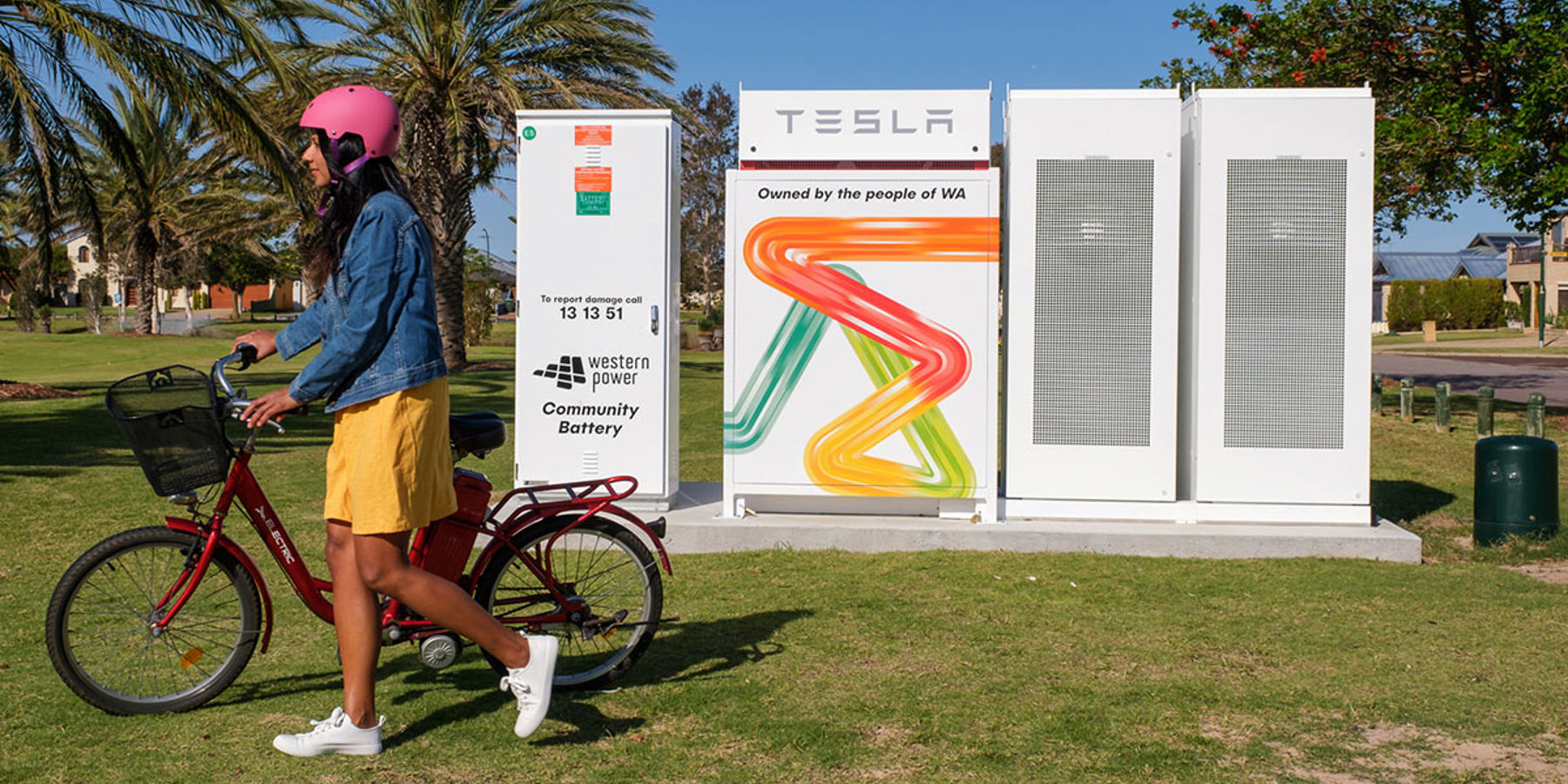 girl on bike with battery